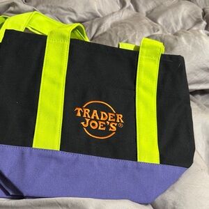 Trader Joe's Black and Purple Tote Bag